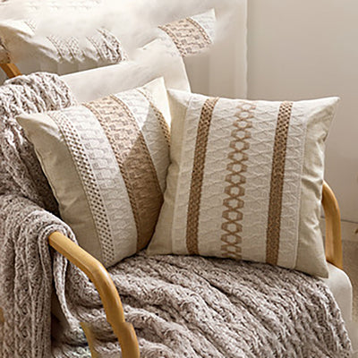 Wabi-Sabi Linen Cushion Cover - Beige Boho Throw Pillow Case