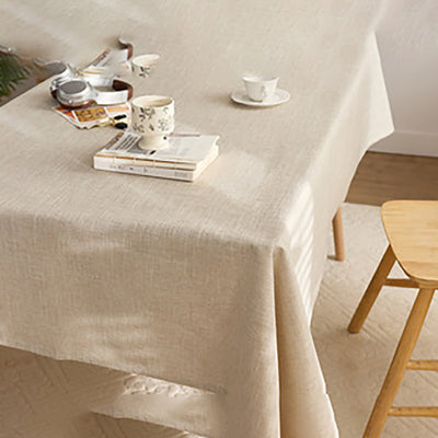 Japanese Style Solid Linen Tablecloth - Thick Rectangle Table Cover
