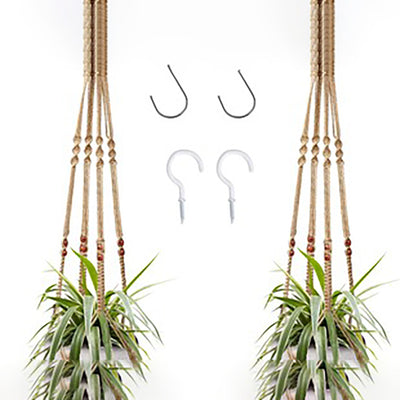 Macrame Plant Hanger Set - Bottomless Hanging Planter with Hook