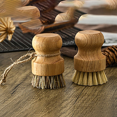 Natural Wood Pot Scrubber - Sisal & Coconut Palm Kitchen Cleaning Brush