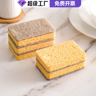 亚马逊厨房复合木浆棉百洁布天然剑麻布不沾油洗碗神器木浆棉抹布