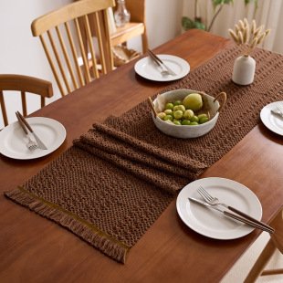 Rustic Woven Tassel Table Runner