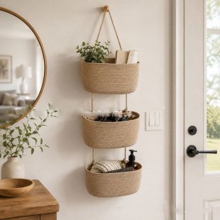 3-Tier Cotton Rope Hanging Organizer